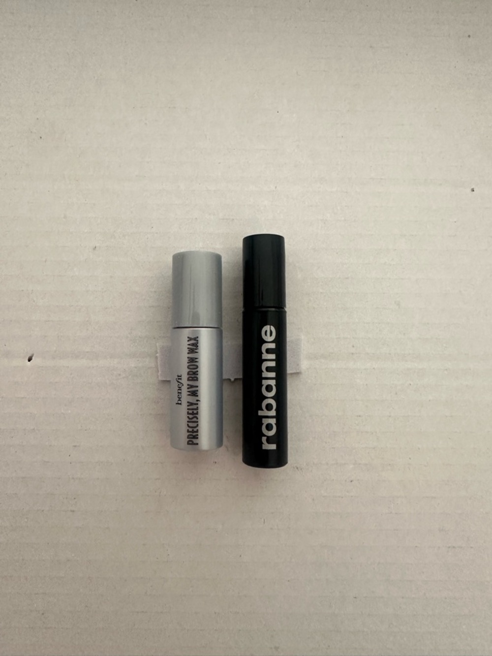 Benefit Brow wax and Rabanne mascara very mini duo